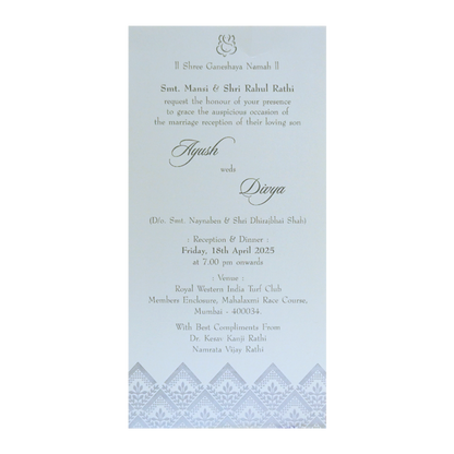 White Single Sheet Wedding Card-KRCS7122