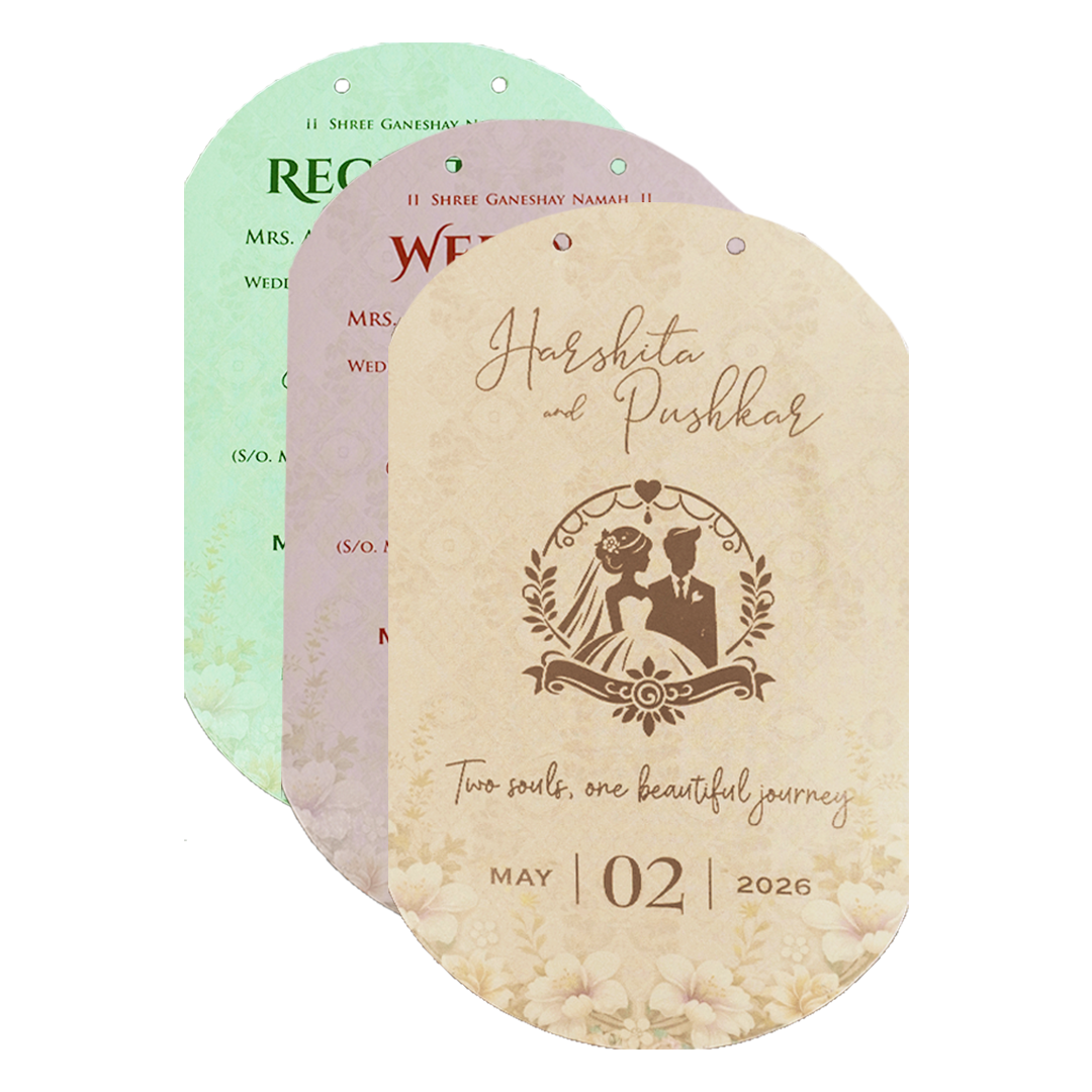 Cream Floral Laser Cut Wedding Card-KSH72910