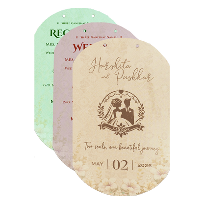 Cream Floral Laser Cut Wedding Card-KSH72910