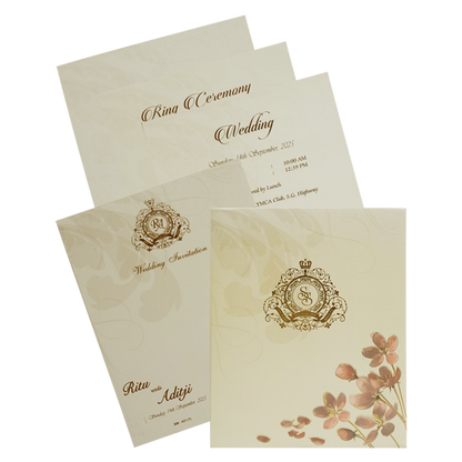 Beige Royal Floral Wedding Card Design-King of Cards