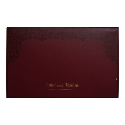 Maroon Premium Padded Wedding Invitation-King of Cards