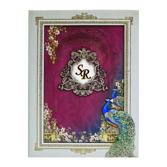 Grey Pink Padded Invitation-King of Cards