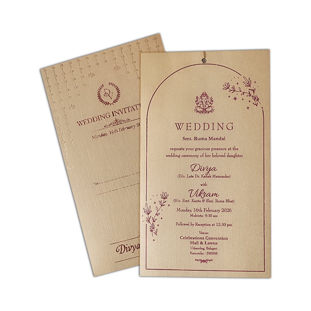 Gold Single Sheet Wedding Card-KNPD1120