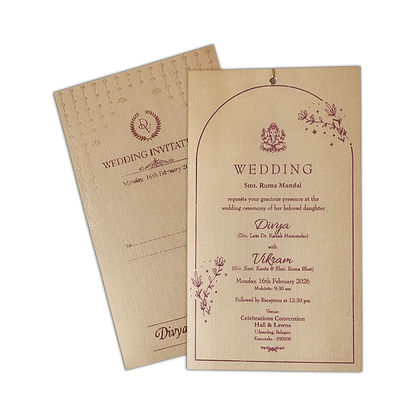 Gold Single Sheet Wedding Card-KNPD1120