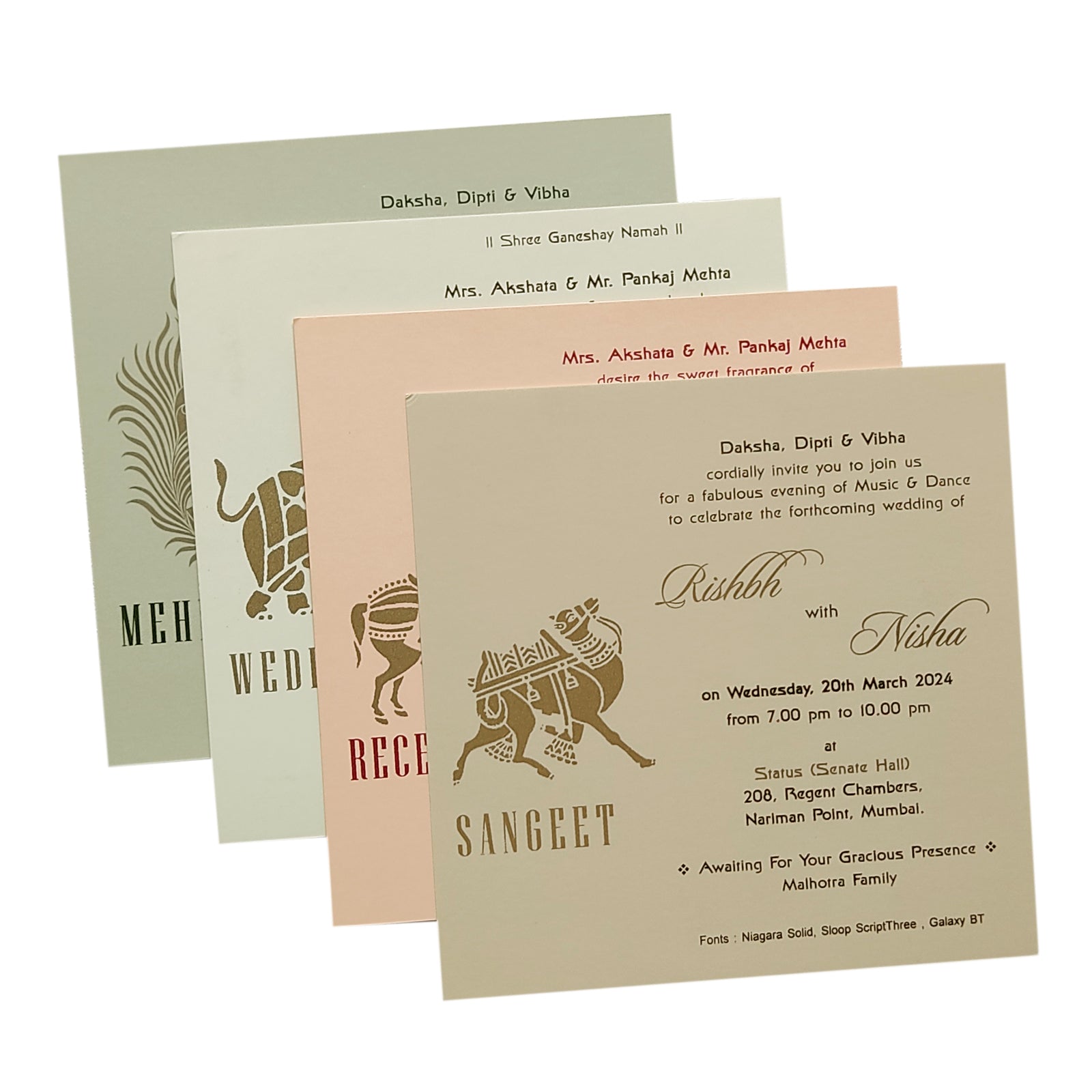 Beige Foil Design Padded Invitation Card-KRC29231