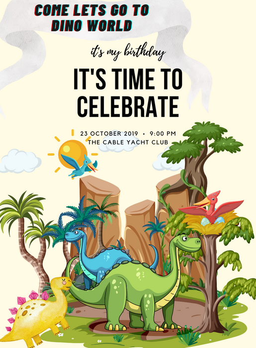 Roar Some Green Dinosaur Invitation-AADII005