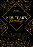 Black With Gold Party Poppers New Year Eve Invitation-AANYI002