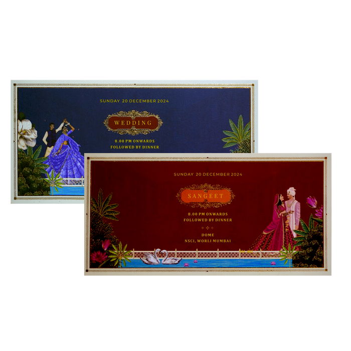 Maroon Elegant Padded Marriage Card-King of Cards