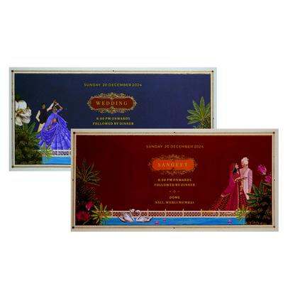 Maroon Elegant Padded Marriage Card-King of Cards