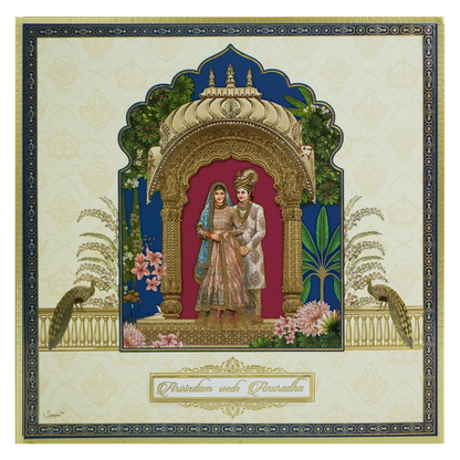 Cream Arch Padded Marriage card-King of Cards