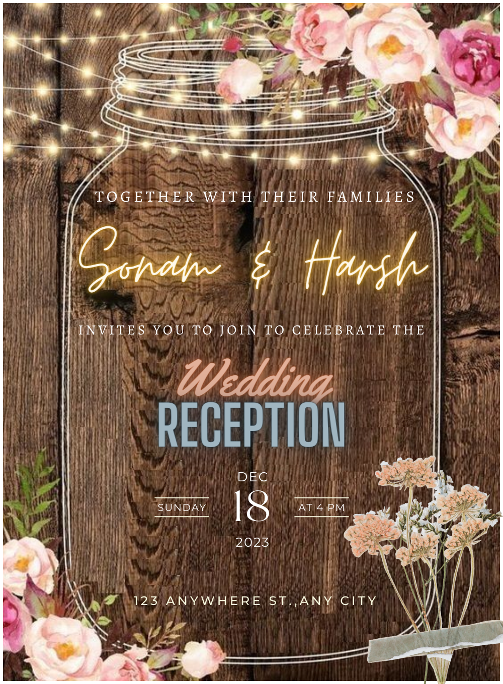 Rustic Jar Reception Party Invitation-AARPI019
