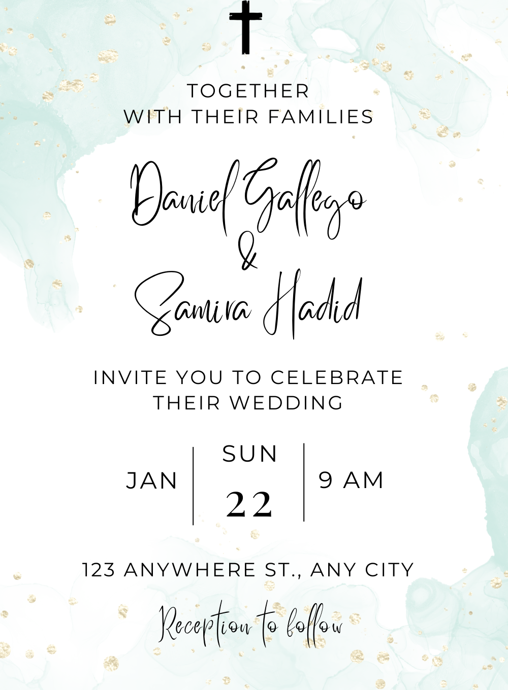 Rustic Turquoise Christian Wedding Invitation-AACWI025