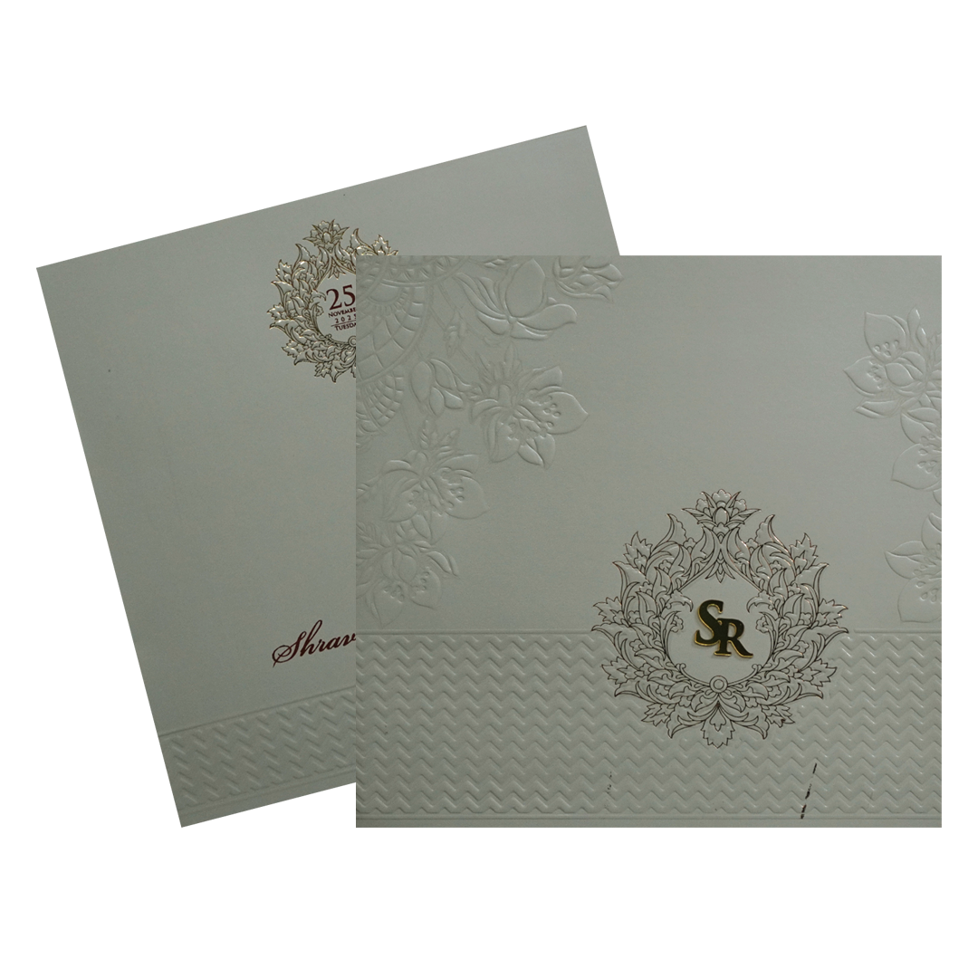 Grey Floral Wedding Card-KPR09030