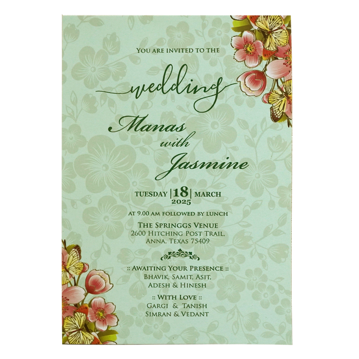 Light Pale Green Wedding Card-King of Cards