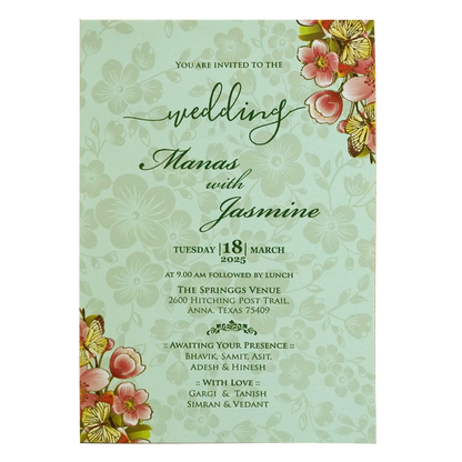 Light Pale Green Wedding Card-King of Cards