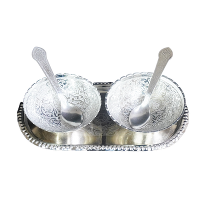 Set of Bowl Spoon and Tray with Red Velvet Gift Box-GRI0650