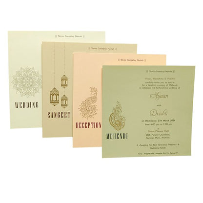 Cream Pink Floral Invitation Card-King of Cards