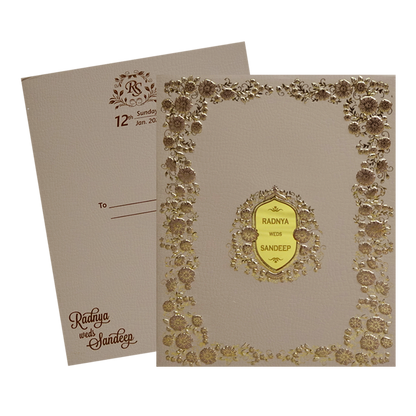 Cream Pink Floral Invitation-King of Cards