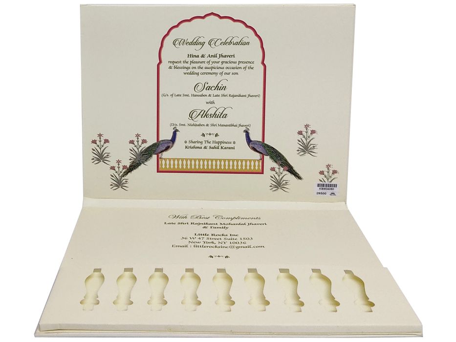 White Peacock Traditional Wedding Card-King of Cards