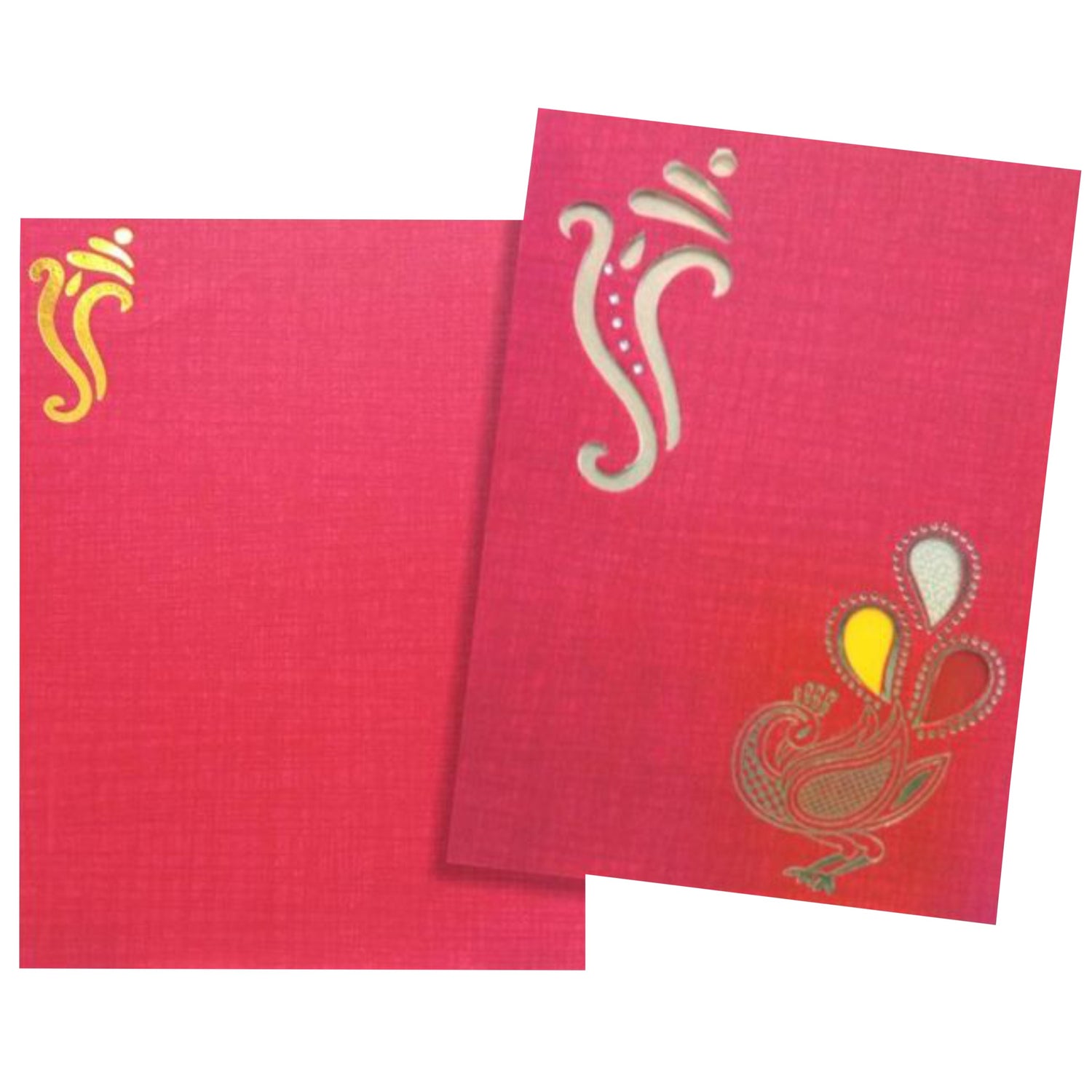 Red Die Cut Ganesha And Peacock Design-KNCM107R