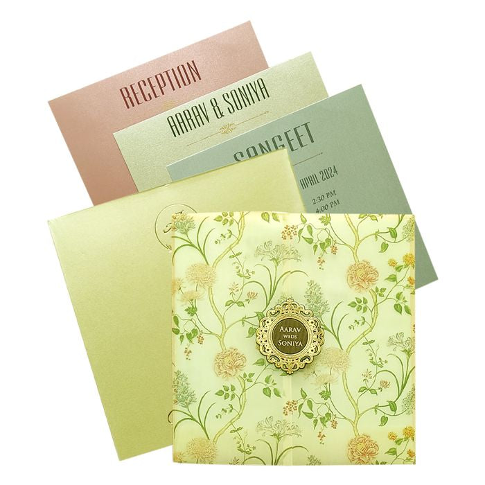 Cream Tracing Invitation Card-King of Cards