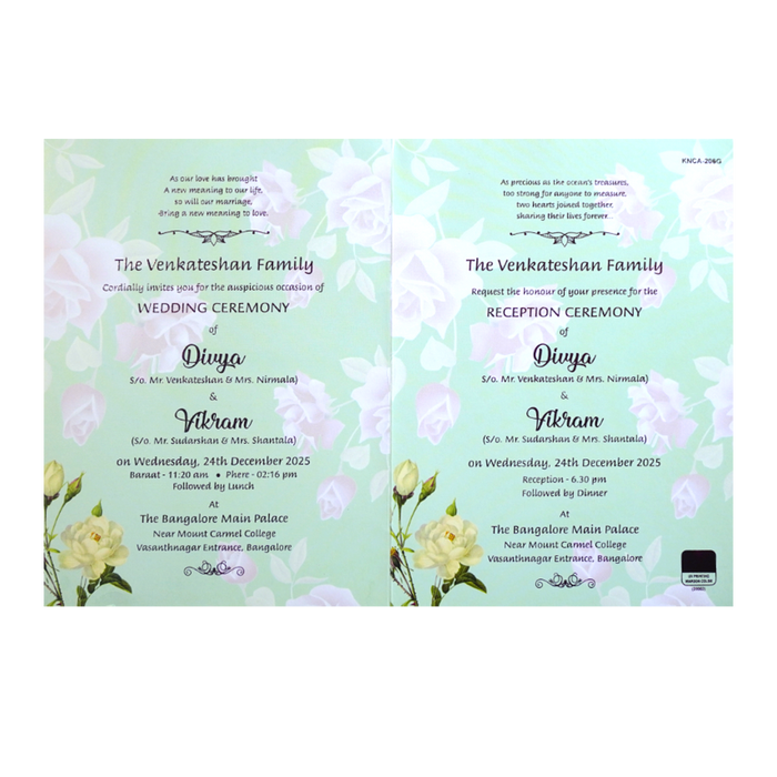 Green Classic Pastel Multicolour Floral Offset Print Design-KNCA206G-King of Cards