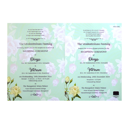 Green Classic Pastel Multicolour Floral Offset Print Design-KNCA206G-King of Cards