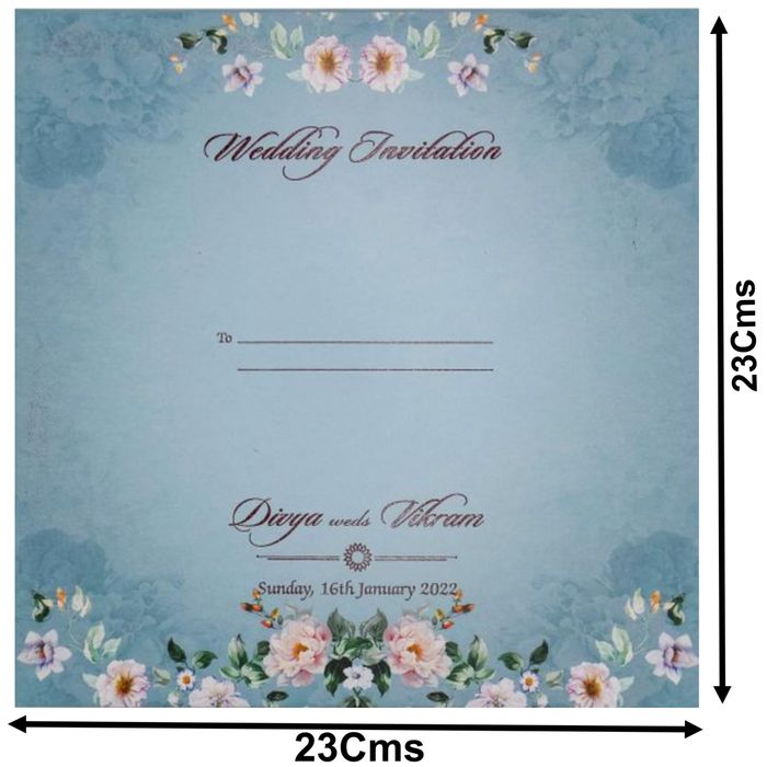 Blue Padded Premium Floral Design In Offset-KNPO5512B-King of Cards