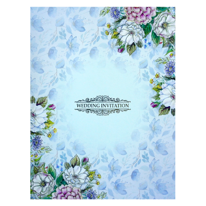 Blue Floral Wedding Invitation Card-King of Cards