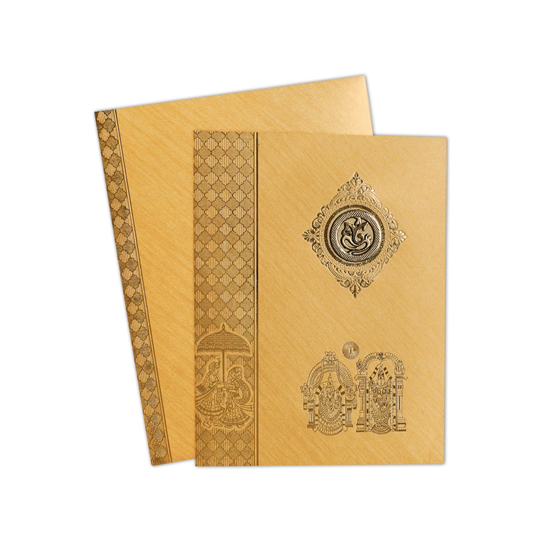 Classic Gold Balaji Wedding Card-KNR5024G