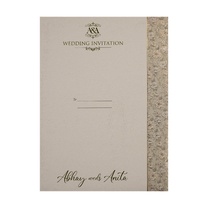 Grey Silver Floral Padded Wedding Card-KSI64240