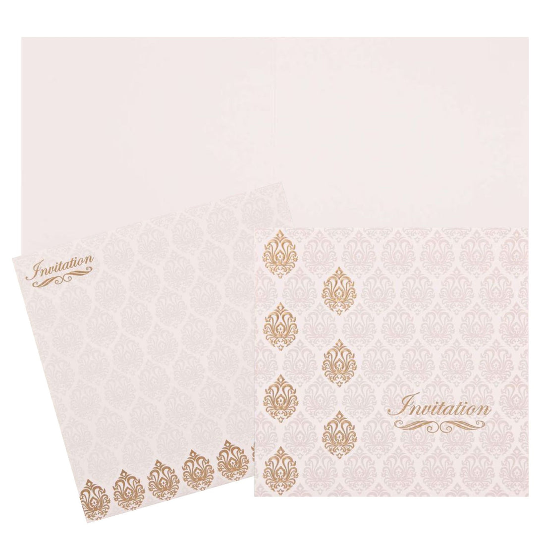 Pristine White Shading With Gold Foiling Floral Theme Wedding Card - KNK1656