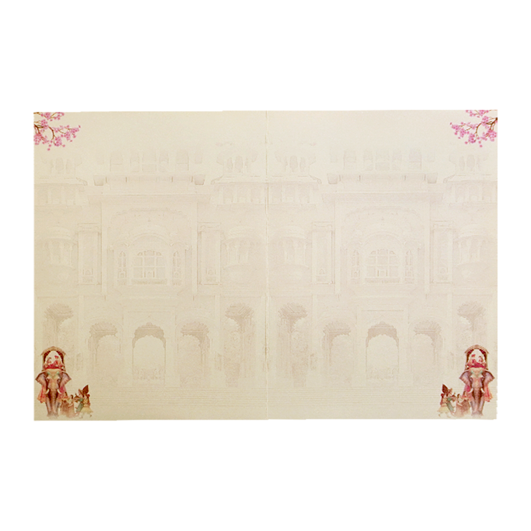 Cream Royal Elephant Nameplate Wedding Card-KNTY6811