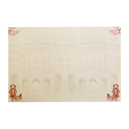 Cream Royal Elephant Nameplate Wedding Card-KNTY6811