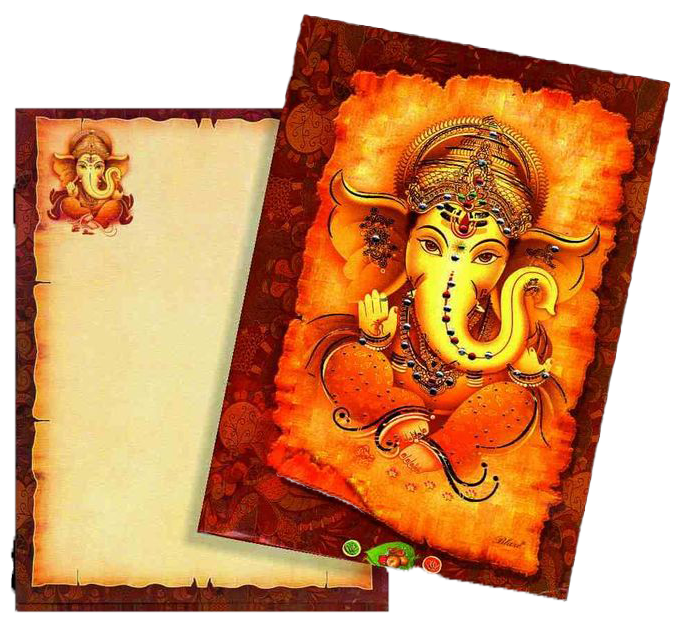 Royal Big Brown Ganesha Padded Wedding Card - KNKZ0016