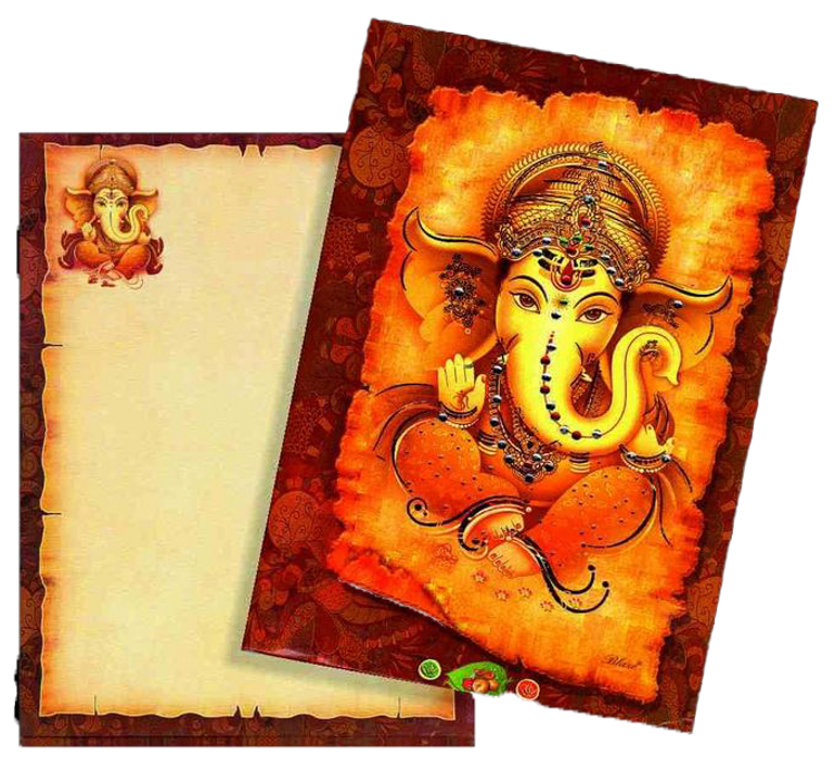 Royal Big Brown Ganesha Padded Wedding Card - KNKZ0016-King of Cards