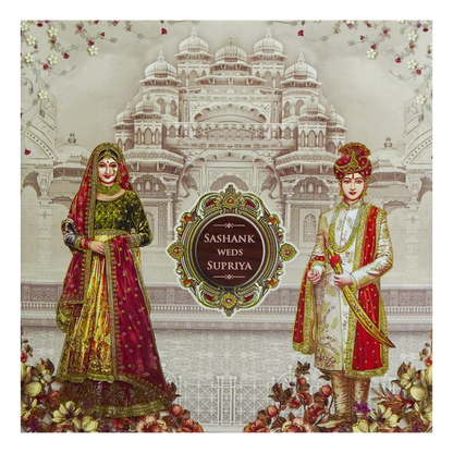 Beige Bride Groom Wedding Box-King of Cards