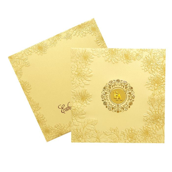 Khaki Brown Floral Box Marriage Card-King of Cards