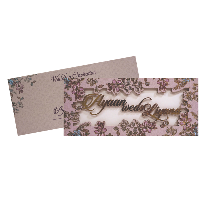 Light Apricot Pink MDF invitation-King of Cards