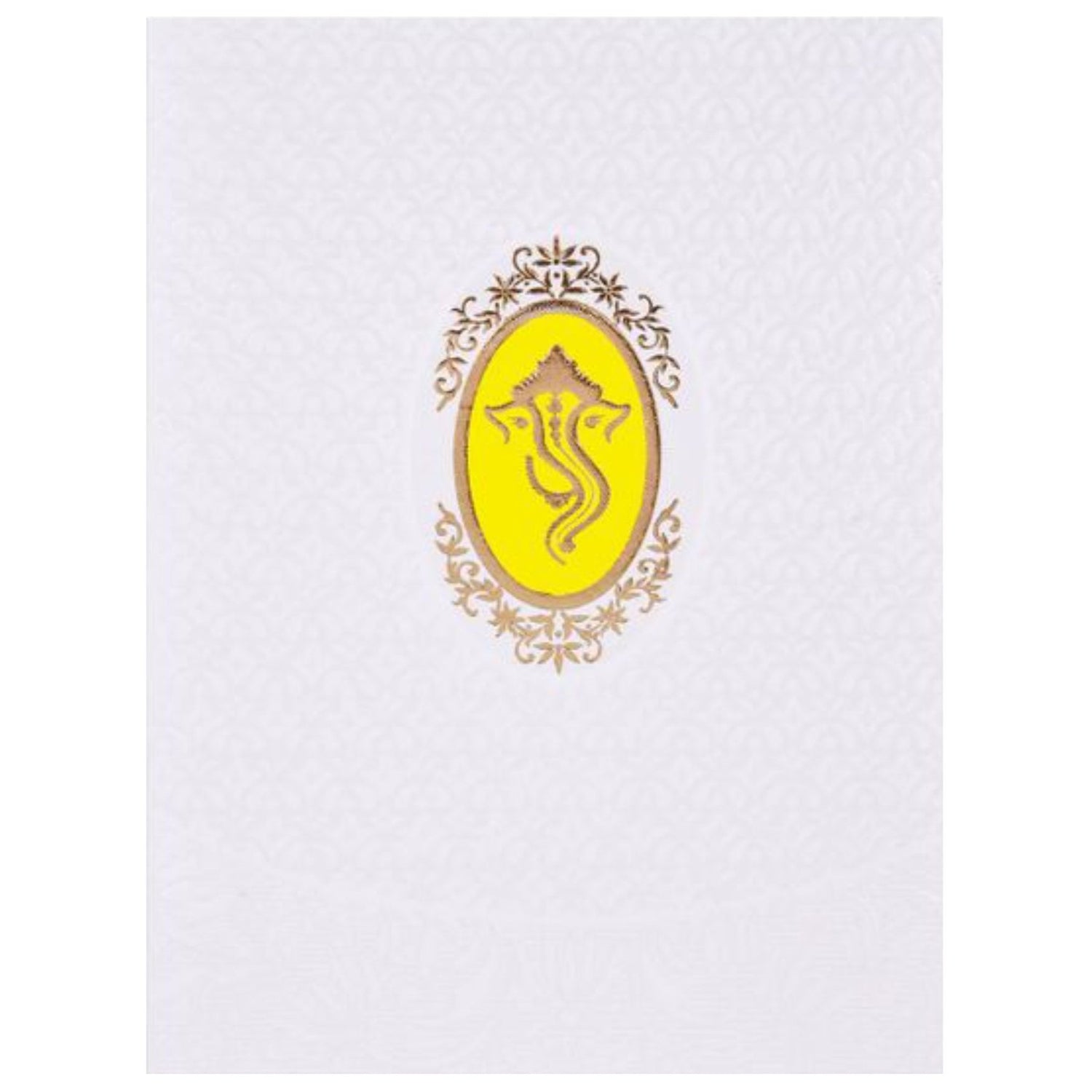Lovely Ganesha With Yellow Backdrop Wedding Card - KNK2450