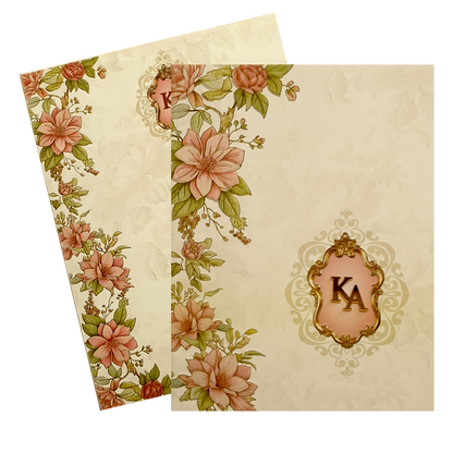 Cream Floral Marriage Card-KPR09770