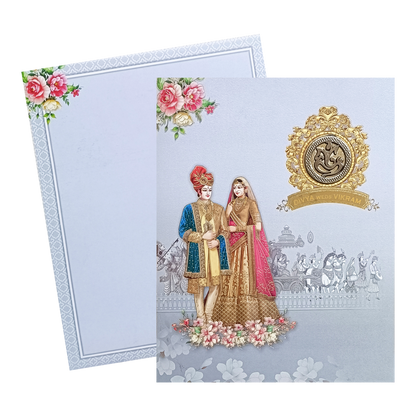 Light Gray Bride And Groom Invitation Card-KNKJ1137