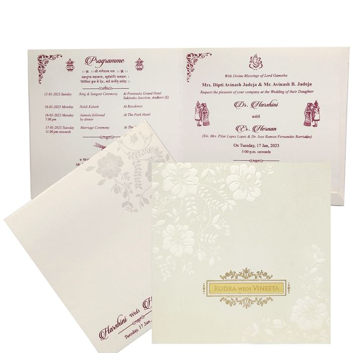 White Floral Invitation Card-King of Cards