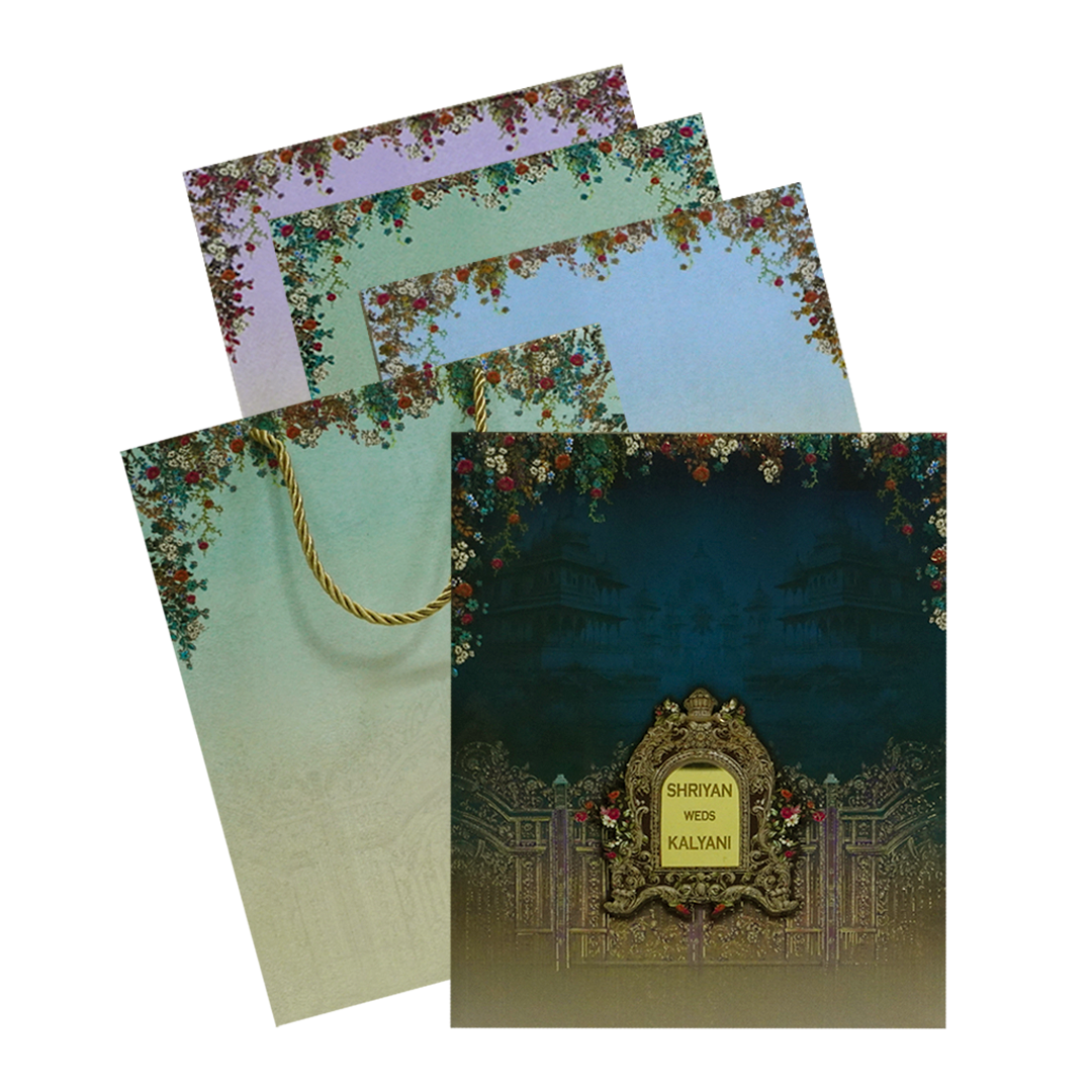 Celebrate in style with customized Dark Teal Blue Padded Invitation Box Order now! ?WhatsApp Support ?Express Delivery.