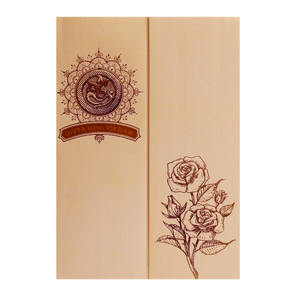 Cream Ganesha Door Wedding Card-KNKTG038