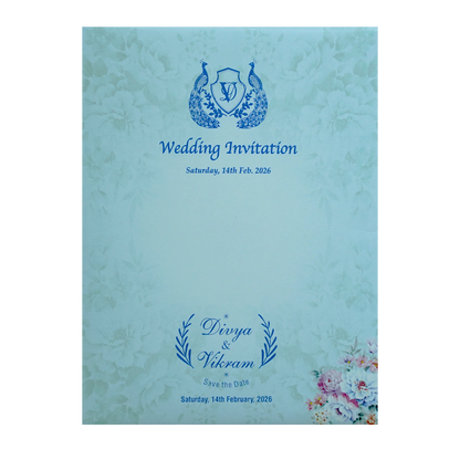 Light Blue Floral Wedding Invitation Card-KNTY6805