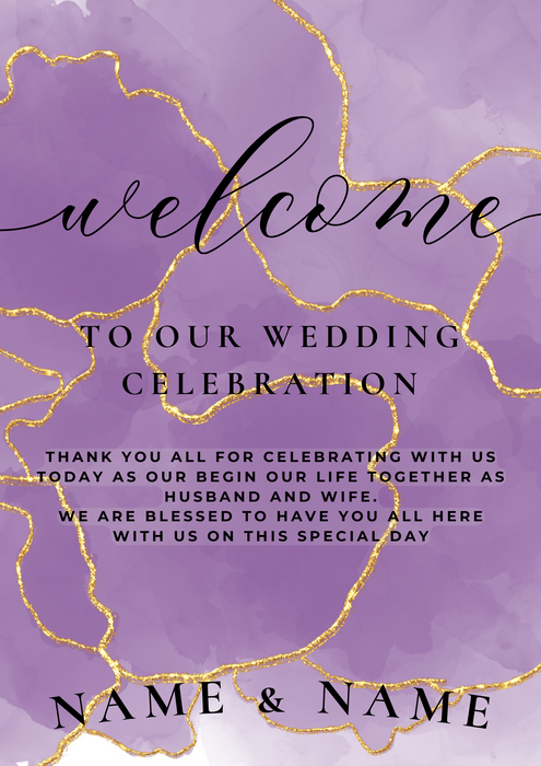 Purple Golden Wedding Itinerary Invitation-AAWII002