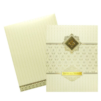 White Embossed Floral Invitation Card-King of Cards