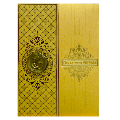 Gold Shiny Door Style Wedding Card-KNKR040G