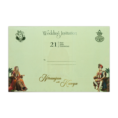 Green Royal Couple Padded Wedding Card-KSH72240